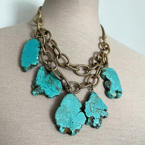 Chunky Turquoise and Gold Necklace